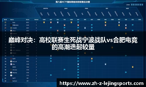 巅峰对决：高校联赛生死战宁波战队vs合肥电竞的高潮迭起较量